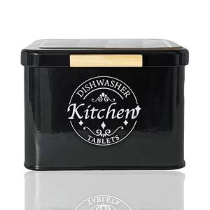 Conteneur de dosettes pour lave-vaisselle avec couvercle Porte-dosettes en métal pour lave-vaisselle Organisateur d'armoires de cuisine Rangement de tablettes de détergent pour lave-vaisselle - Product Image 4