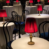 Lampe de table LED rechargeable sans fil, décoration, abat-jour rond rouge, variateur tactile, éclairage de table pour restaurants, bars, mariages