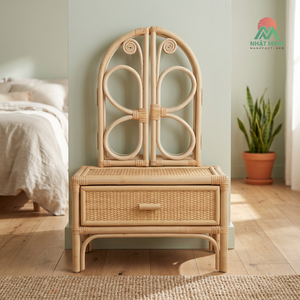 Nhat Minh Rattan Kids <b>Dressing</b> <b>Table</b> <b>With</b> Mirror And Drawer Tropical Style Eco-Friendly Furniture Set - Product Image 3