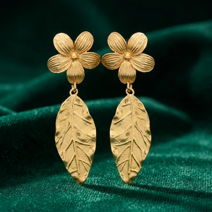 Boucles d'oreilles pendantes motif floral, plaqué or, argent 925, style botanique, pour femme, bijoux fantaisie, vente en gros - Product Image 3