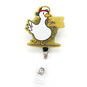Carretes de insignia divertidos Retráctil Silly Goose Cow Turtle Badge Holder para enfermera Enfermería Nombre Etiqueta Tarjeta Accesorios Glitter Badge Reel - Product Image 4