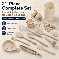 Ensemble d'ustensiles de cuisine en silicone antiadhésif YMS de 21 pièces pour un usage domestique