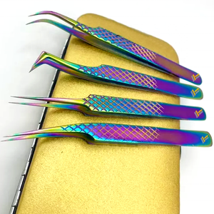 Pince à épiler professionnelle japonaise durable en acier inoxydable avec poignée en diamant arc-en-ciel Logo personnalisé pointe pointue - Product Image 3