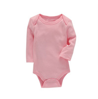 Logo personnalisé infantile bébé tricoté barboteuse unisexe 100% coton couleur unie à manches longues nouveau-né bébé garçons filles combinaison en gros