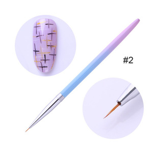 Pinceau à ongles plat en gel pour nail art, manche métallique, virole en aluminium, poils synthétiques avec capuchon, stylo de manucure pour salon de beauté - Product Image 4