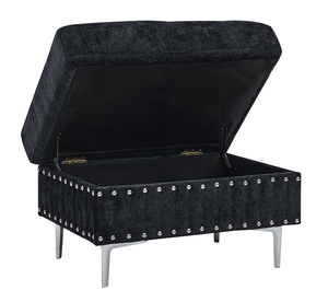 Chenille Sectional 3-Seaters <b>Sofa</b> Set with Chaise Storage Ottoman Metal Legs and Copper Nails Two White Pillows for Apartment - Product Image 4