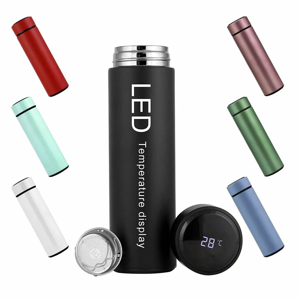 Designer Double Wall Vacuum flask Stainless Steel Outdoor Sport LED smart drinkware Smart water bottle with reminder