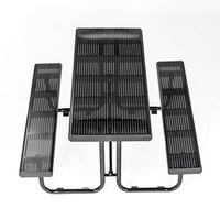 Mobilier urbain commercial d'extérieur Banc de pique-nique rectangulaire en acier de 6 pieds Table de pique-nique industrielle en métal pour parc