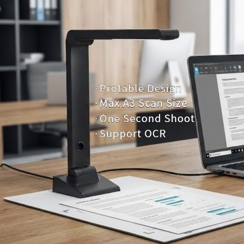 13MP Digital Portable High Speed Plastic Document Scanner A3 Auto Focus USB2.0/VGA/HD-MI High Resolution 1 Second Scan Stock