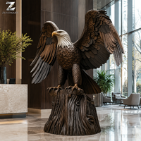 Sculpture d'aigle en bronze grandeur nature, artisanat métallique, statue d'oiseau sauvage personnalisable pour la décoration de parcs, places, entrées d'hôtels et jardins