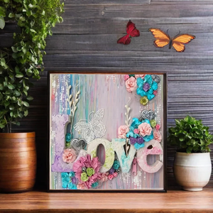 Pintura Decorativa de Punto de Cruz con Diseño de Mariposa, Flor, Amor y Alfabeto, para Sala de Estar o Dormitorio, Bordado DIY - Product Image 2