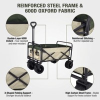 Carrito Plegable Compacto de 150 kg y 150 L con Ruedas Giratorias de 360 Grados y Doble Freno, Portátil para Campamento, Playa, Jardín, Picnic Familiar