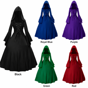 <span class=keywords><strong>Robe</strong></span> de Renaissance Gothique pour Femme, Costume Médiéval d'Halloween avec Corset et Manches Cloche en Velours pour Soirée - Product Image 3