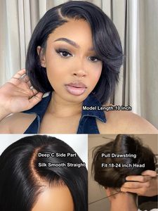 วิกผมบราซิลและเปรู วิกผมบ๊อบสั้นแบบมีเลเยอร์ วิกผมแบบผูกเชือก มี<span class=keywords><strong>หน้า</strong></span>ม้าปัดข้าง วิกแบบไม่ต้องใช้กาว ถอนขนและตัดแต่งทรงแล้ว - Product Image 4