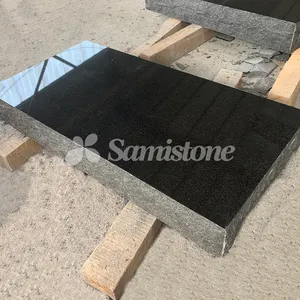 Samistone Shanxi Batu Nisan Granit Hitam Gaya Amerika Penanda Rumput Bantal Atas Bevel Marker Headstone Tombstone