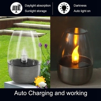 Lampes solaires d'extérieur, lot de 6, du crépuscule à l'aube, étanches, réutilisables, à LED, effet de flamme vacillante, sans flamme, pour la décoration de lanternes