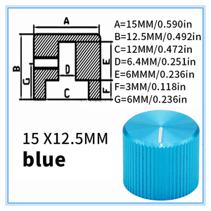 aluminium 15x12.5mm Bouton de commande moleté avec vis de réglage pour amplificateur de guitare Équipement audio - Product Image 5