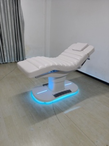 Mesa de Masaje Eléctrica de Cuero PU con 3 Motores, Reposacabezas Integrado, Luz Ambiental, Mueble de Salón de Diseño Moderno - Product Image 5