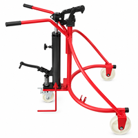 Chariot de manutention manuel hydraulique pour fûts avec pince de bord, hauteur de levage 1400 mm, diamètre max. du fût 562 mm, pour fûts d'acier