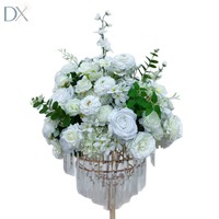 Boule de fleurs artificielle en soie blanche de luxe moderne de 50 cm, décoration florale pour la maison, mariage, banquet, table