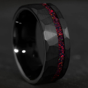 Wholesale Black Plated Tungsten <strong>Ring</strong> 2mm Offset groove Inlaid with Red and Blue Men Tungsten Carbide <strong>Rings</strong> Fine Jewelry <strong>Ring</strong> - Product Image 3