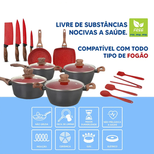 Juego de Ollas y Sartenes de Cerámica Moderna con Revestimiento de Mármol, 6 Piezas, Tapas de Vidrio, Asas de Baquelita, Antiadherente, de Aluminio, Compatible con Inducción - Product Image 3