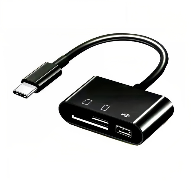 3 in 1 TF SD Memory Card Reader Multi Port Hub Converter Type C to USB OTG Adapter for iPhone Android and Laptop Connection Kit