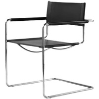 Fauteuil en cuir style Wassily du milieu du siècle avec structure cantilever chromée, idéal pour café et hôtel
