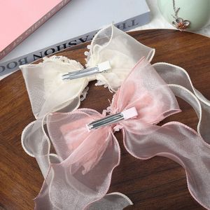 Cute <b>Bow</b> Long Ribbon Fabric Hair <b>Clip</b> Sweet Girl Mesh Hairpins High-quality Hair Accessories Wholesale - Product Image 6