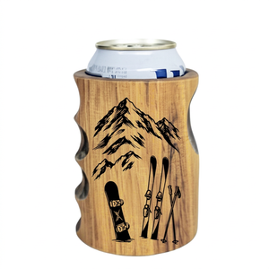 Enfriador de Latas Portátil de Madera con Diseño de Montaña de Esquí, Hermético y Ergonómico, para Latas y Botellas, Aislado, Hecho en EE. UU. - Product Image 1