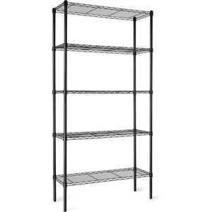5-tier adjustable heavy-duty steel wire shelving unit, suitable for kitchens and garages, black - Product Image 1