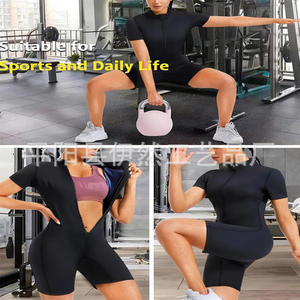 <span class=keywords><strong>Combinaison</strong></span> complète du corps Shapewear Sauna survêtement femmes perte de poids haute compression à manches courtes entraînement sweat chemises Body Shaper - Product Image 2