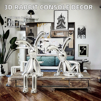 ROSHAN ARTISANAT Décoration de table en aluminium 3D de haute qualité, lapin à longues oreilles multi-pièces style Art Déco, ornement animalier DIY pour la maison