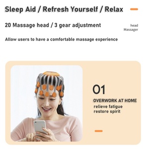 Masajeador de cabeza y cuello con vibración inteligente con masaje de 20 cabezales, velocidad ajustable ABS + silicona para relajación profunda - Product Image 4