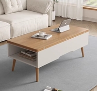 Table Basse Relevable 4 en 1 avec Compartiment de Rangement Caché, Table Basse Centrale en Bois pour Salon et Salle de Réception
