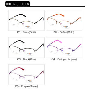 Monturas de gafas gris-negras, media montura, lentes planas de metal, unisex, cara ovalada, tamaño mediano SF9007 - Product Image 4