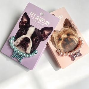 Collar para mascotas con cuentas de perlas, colgante de mariposa con diamantes de imitación, collar para perros con cadena de extensión para perros pequeños - Product Image 1