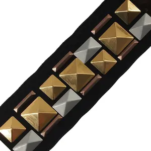 Groothandel Custom Metalen Piramide Studs En Spikes Elastische Band Voor Naaien Formele Jurk