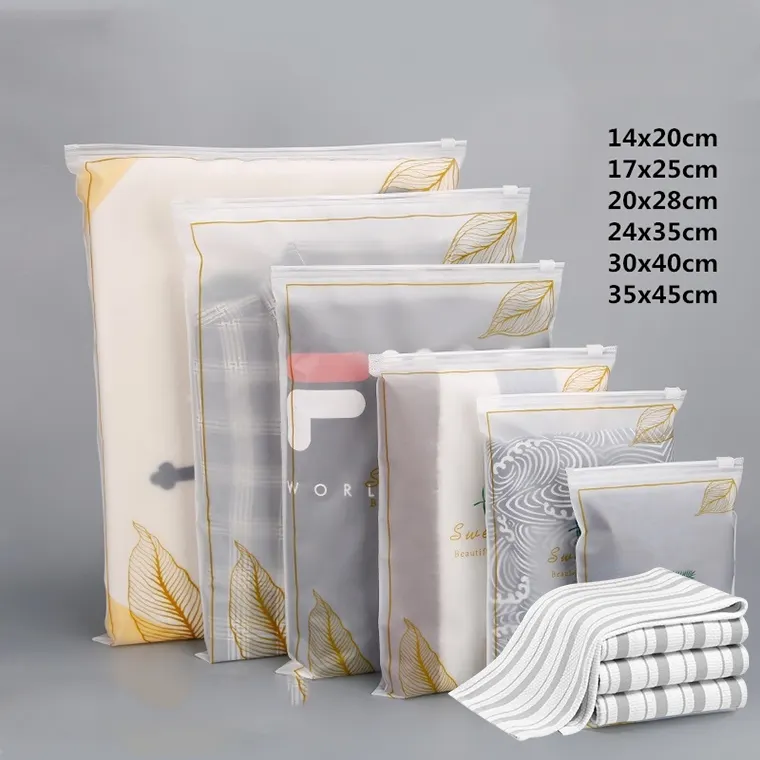 Custom Zipper Bags with Logos Transparent Ziplock Zip Lock Bag Package PE Clothing Biodegradable Frosted Zipper Bag