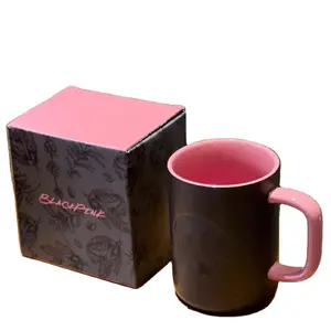 Amazon 2023 500ml hot Christmas gift star father blackpink co-branded ceramic cup black powder mug explosive thermos cup cross-b
