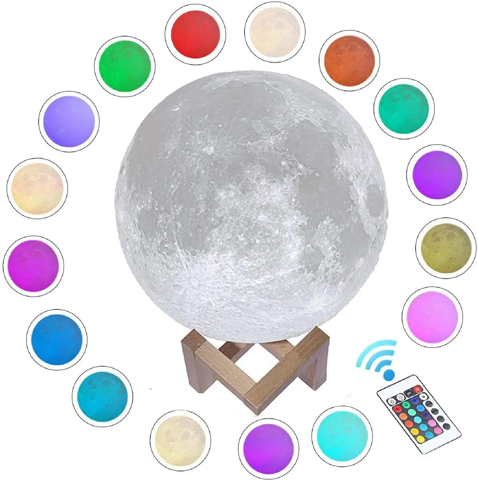 16 Colors 3D Moon lamp LED Night Light 20cm USB Rechargeable Touch Moon Light Customised Multifunction Star Moon Lamp