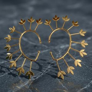 Pendiente de Oreja con Diseño de Hoja en Latón Chapado en Oro, Estilo Boho, Joyería de Moda para Mujer - Product Image 2