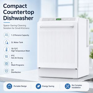 Mini lave-vaisselle pour comptoir avec réservoir d'eau de 2 L, 6 programmes, séchage PTC, adapté à 1-2 personnes - Product Image 2