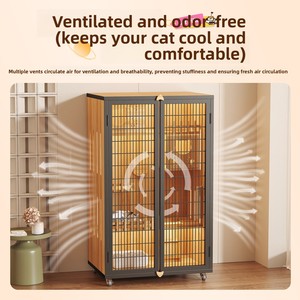 Dongmajiaju Luxury Wooden <strong>Cat</strong> Villa Cage with Iron Door Integrated Litter <strong>Box</strong> Space-Saving Breathable <strong>Cat</strong> House <strong>Bed</strong> All Seasons - Product Image 2
