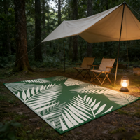Tapete Reversible Ecológico para Picnic y Patio, Tejido de Paja Plástica, PP Reciclado, Antibacteriano