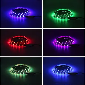 5V USB LED 스트립 5050 RGB TV 배경 조명 테이프 USB 커넥터 RGB LED 스트립 빛 미니 제어