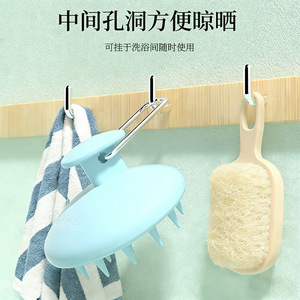 Brosse à cheveux en silicone pour massage du cuir chevelu avec trous pour accrocher, utilisable sous la douche - Product Image 1