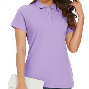 Women's <b>Purple</b> Polo Shirt Short Sleeve 100% Polyester Pique <b>Fabric</b> Casual Style Regular Length Solid Color - Product Image 3