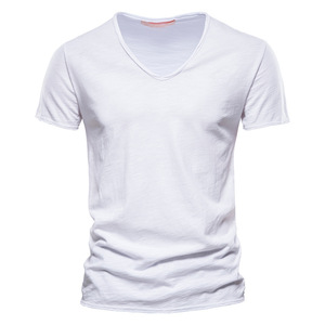 Nuova T-shirt da uomo 100% cotone, taglie S-5XL, scollo a V, maniche corte sottili, alta qualità, alla moda, per fitness, t-shirt uomo di tendenza - Product Image 3
