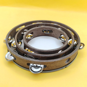 Wholesale Hot Selling Orff Percussion Instrument 10 Inch Double-Row Wooden Tambourine Musical Hand Shake <b>Drum</b> Musical Toy - Product Image 4